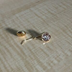 Gold Drop Earrings with Clear Crystal Accent